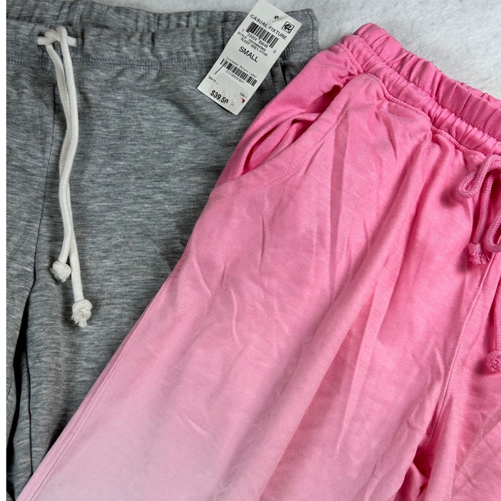 Jenni Intimates Womens Jogger Pants Bundle Ombre Pink Yellow & Heather Grey S